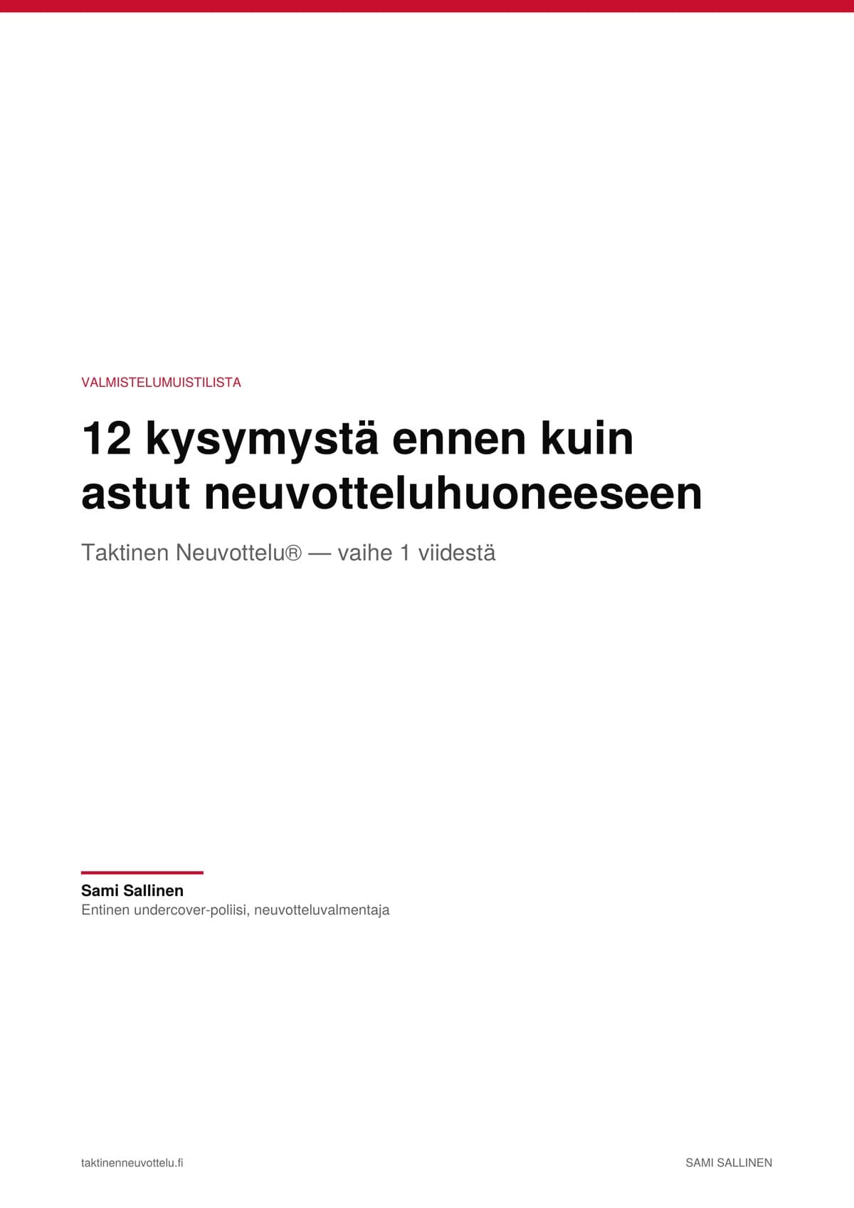 Neuvottelun valmistelumuistilista